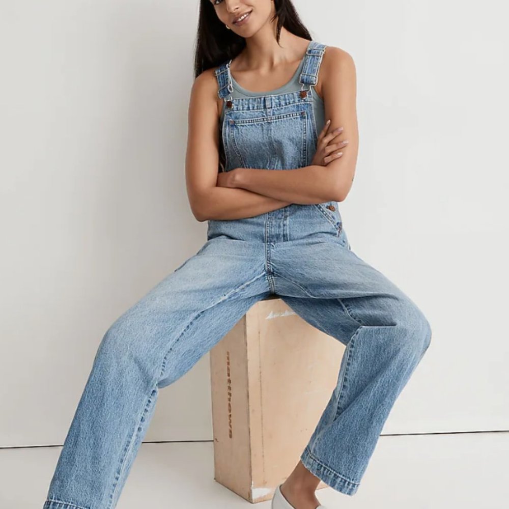 Madewell Denim Oversized Carpenter Overalls in Aldott Wash